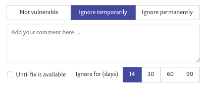 Ignore a vulnerability until a fix is available