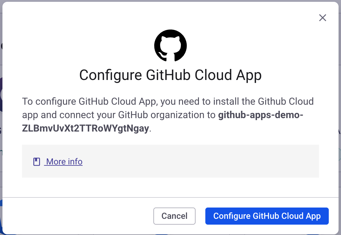 Configuration notice for the GitHub Cloud App