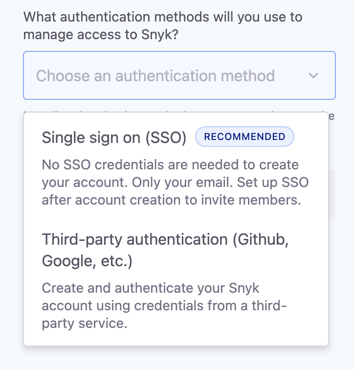 Available authentication methods