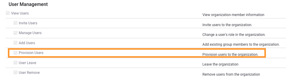 Enable Provision Users permission