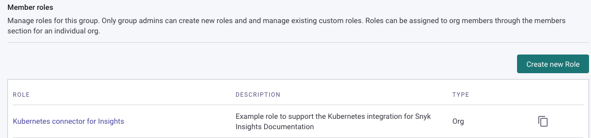 Create the Kubernetes connector for Insights role