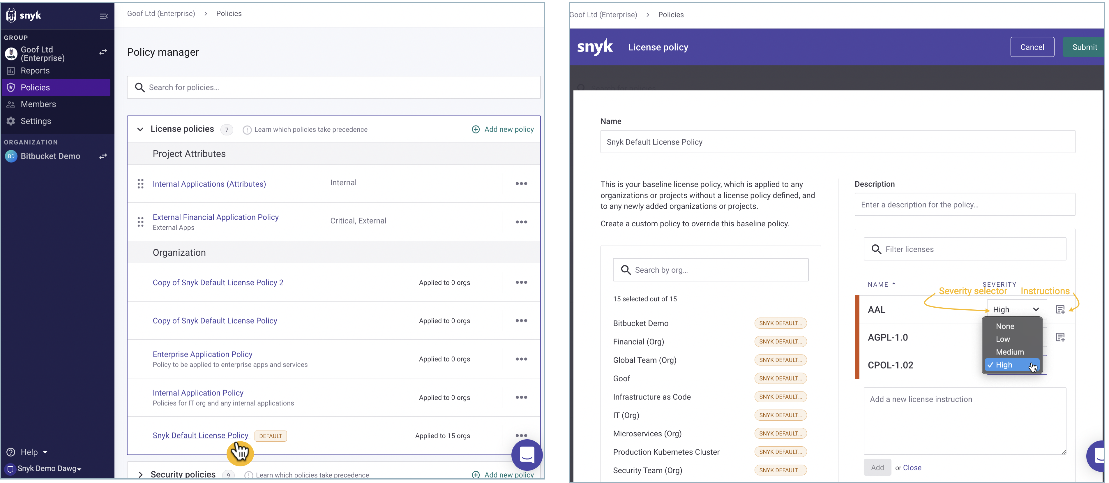 Update license policy instructions
