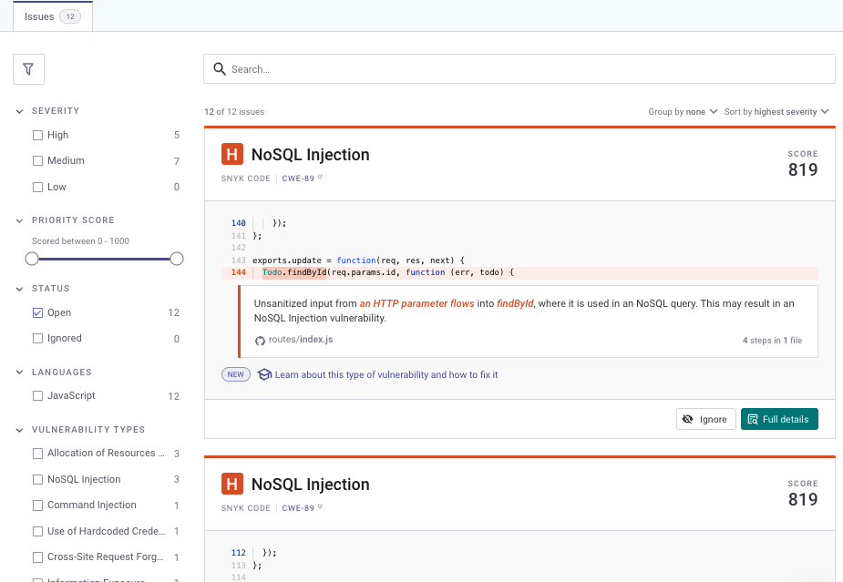 Vulnerability example - Code analysis