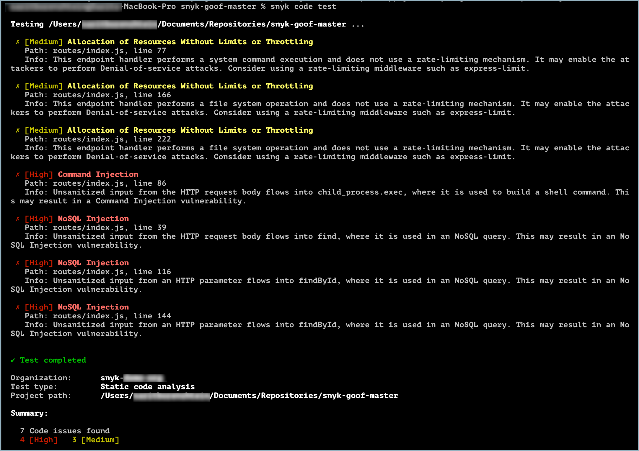 Issues found after using the ignore command