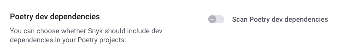 Poetry dev dependency settings
