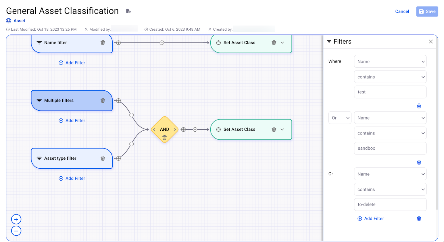 AppRisk - Setting up filters for a classification policy
