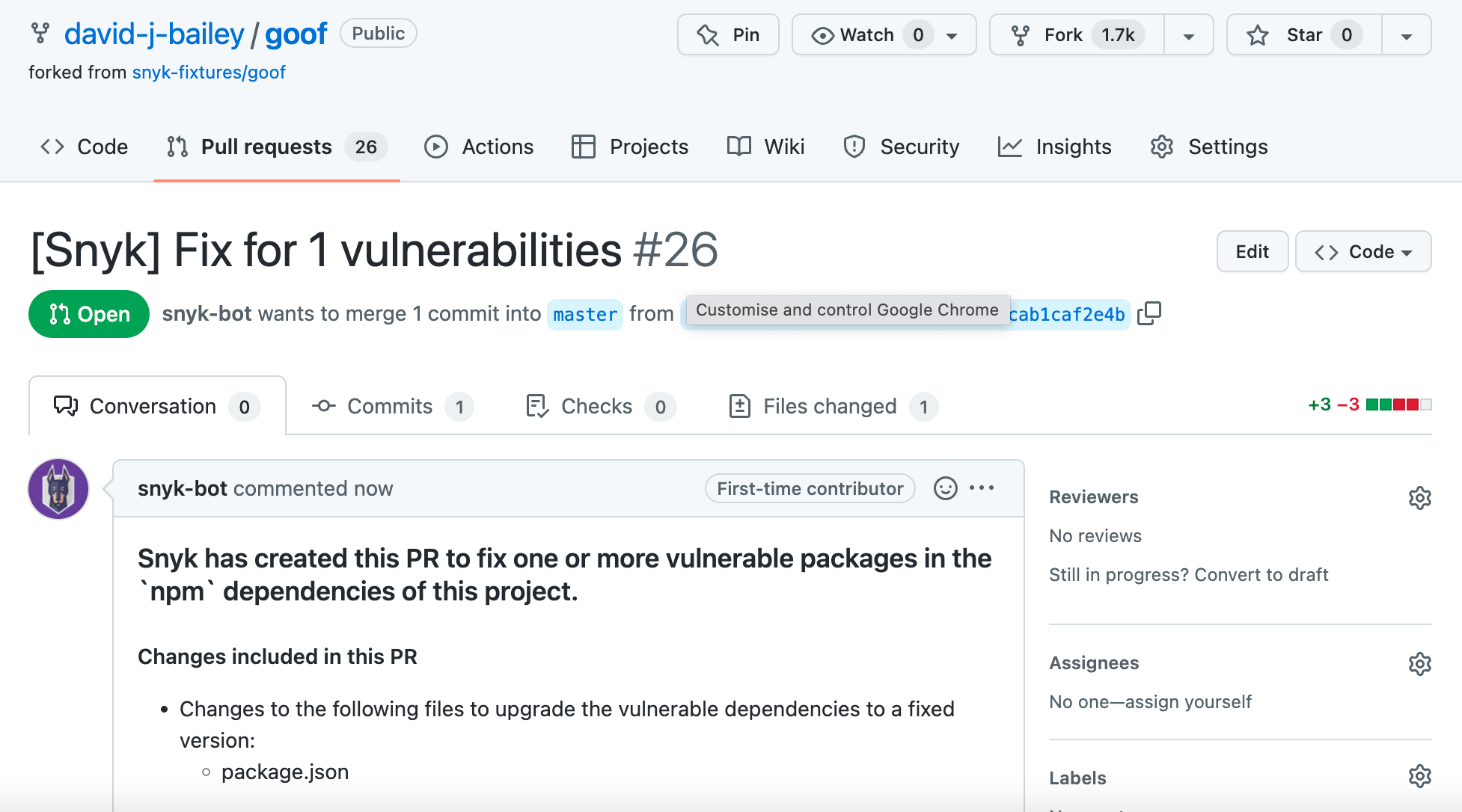Generate the fix PR for your vulnerability