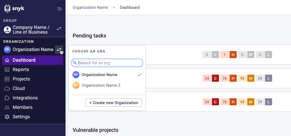 Open an Organization to find its details