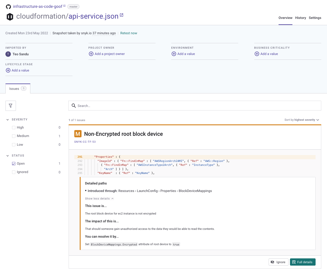 CloudFormation Project detail