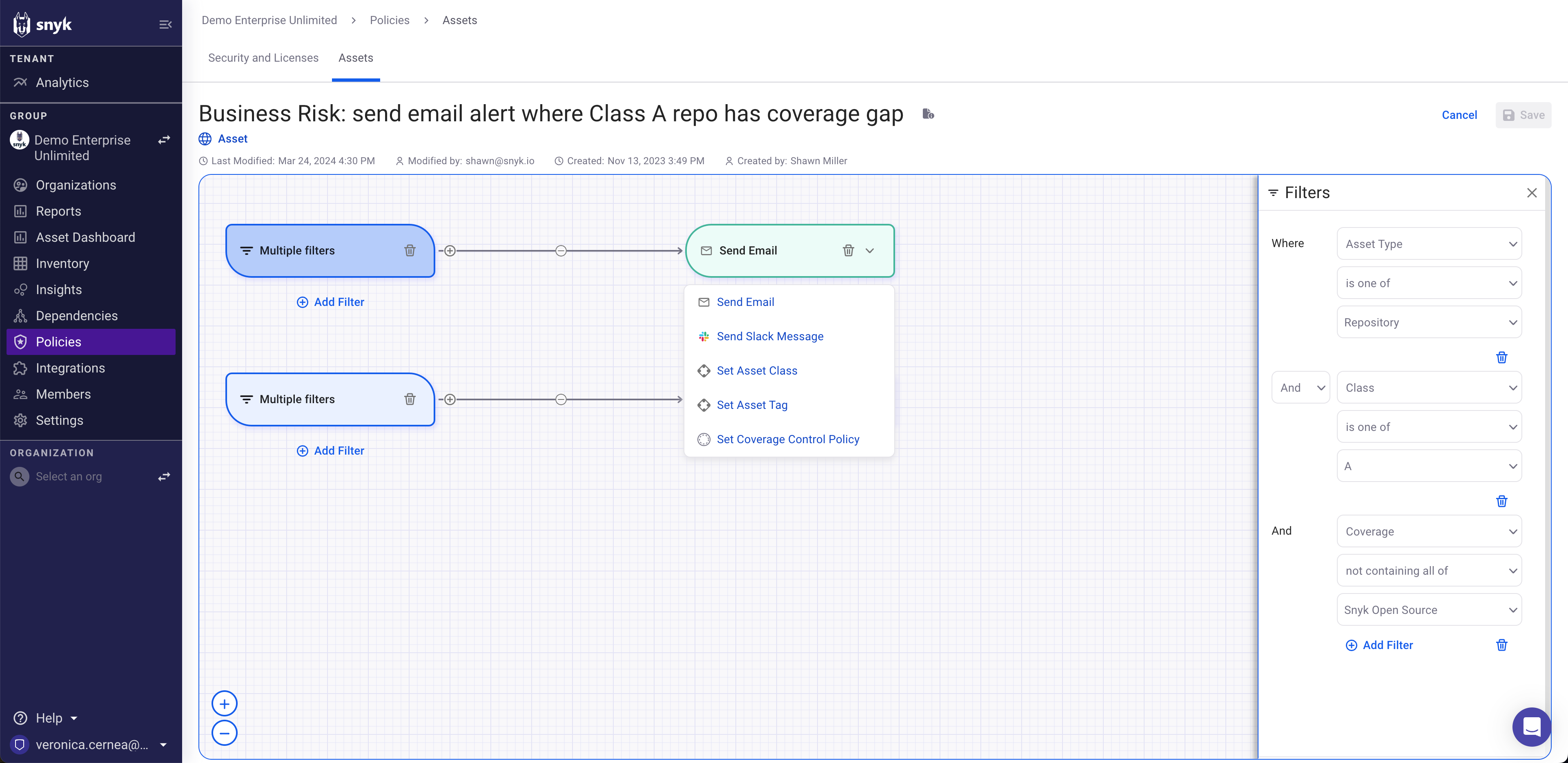 AppRisk - Set a policy action