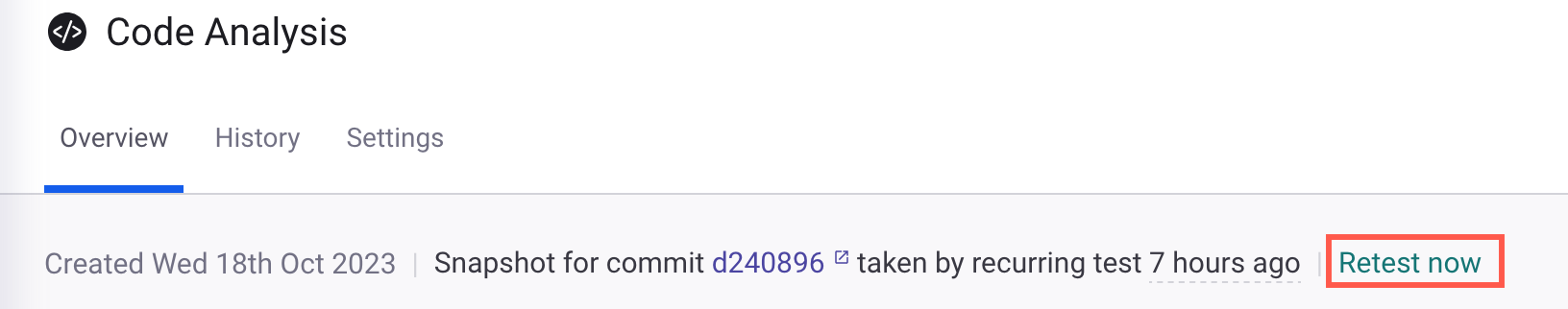 Clicking the retest now option