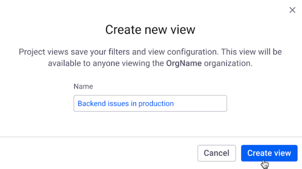 Name your Project view