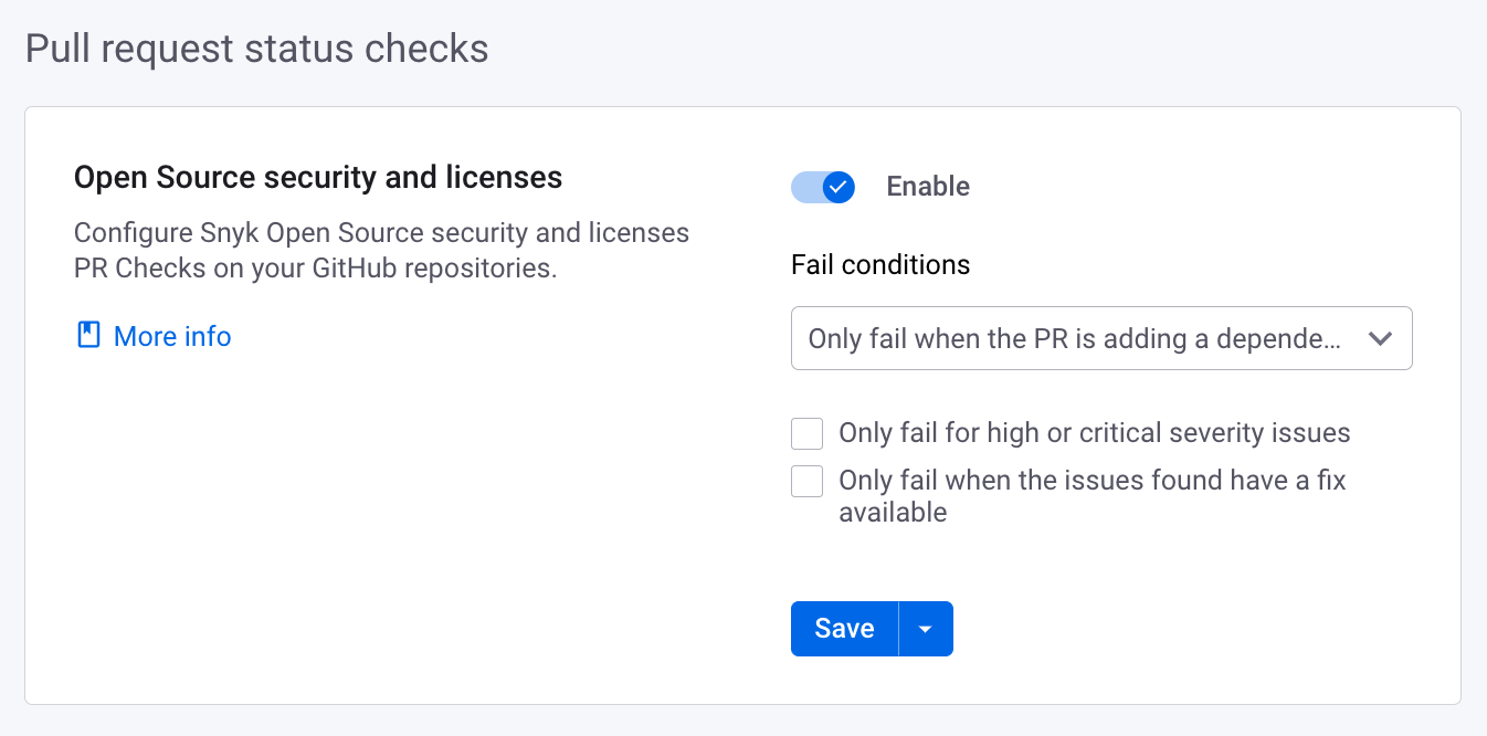 Pull request status checks settings