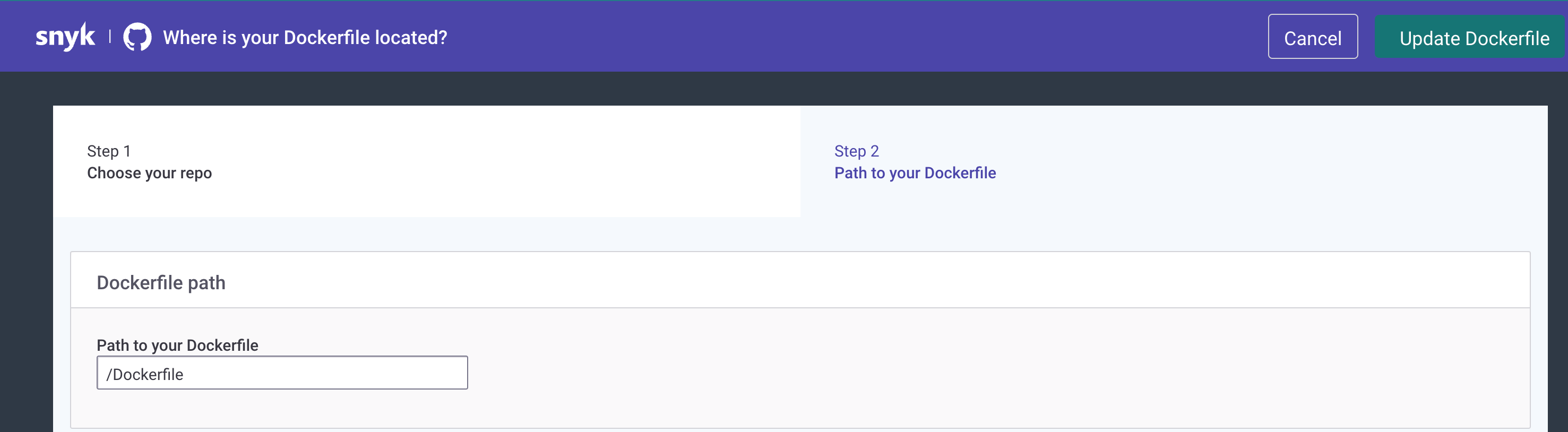 Enter the path to your Dockerfile