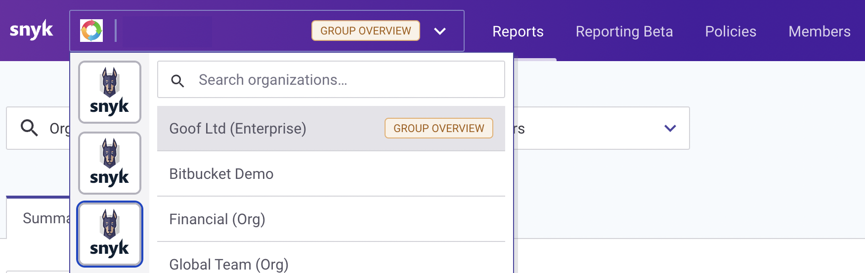 Select group overview