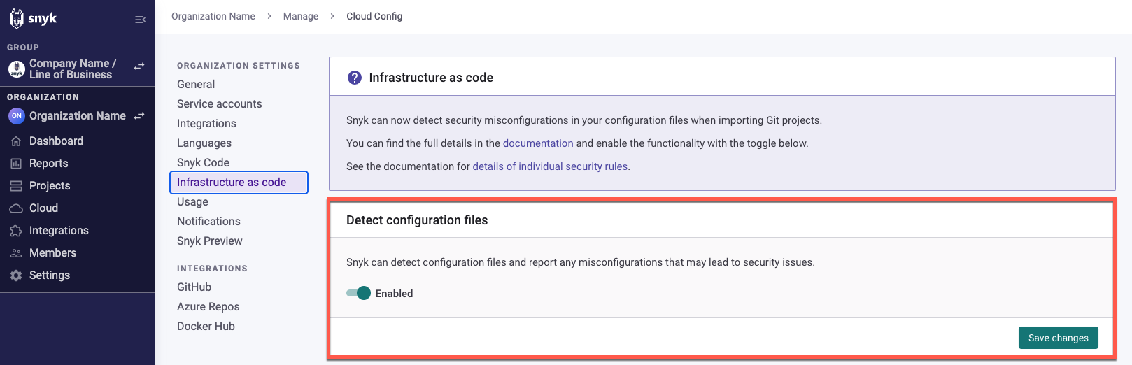 Enable detecting infrastructure as code configuration files