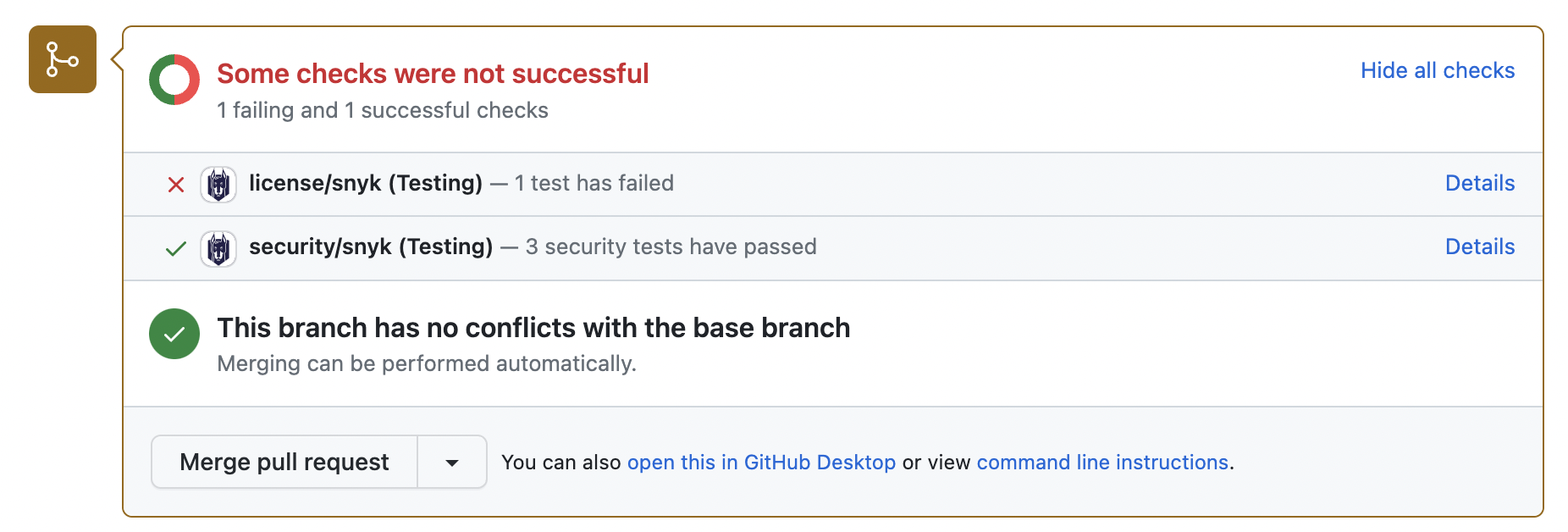 License issues in PR Checks