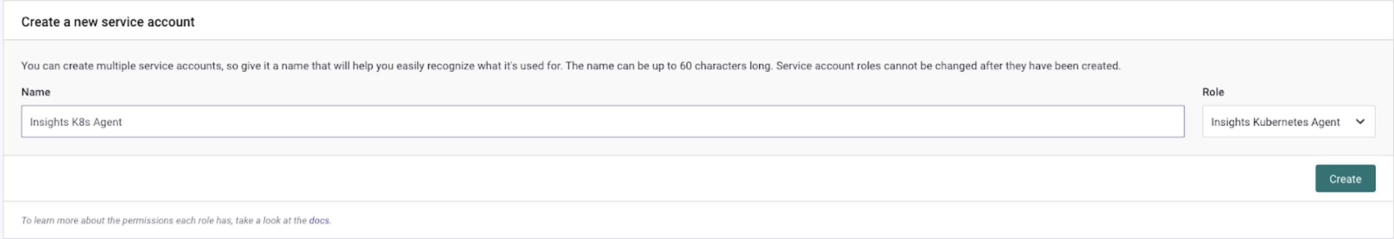 Select the Insights Kubernetes Agent role