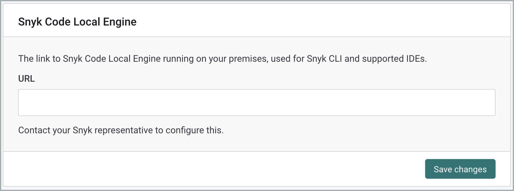 Snyk Code Local Engine settings Local Engine URL