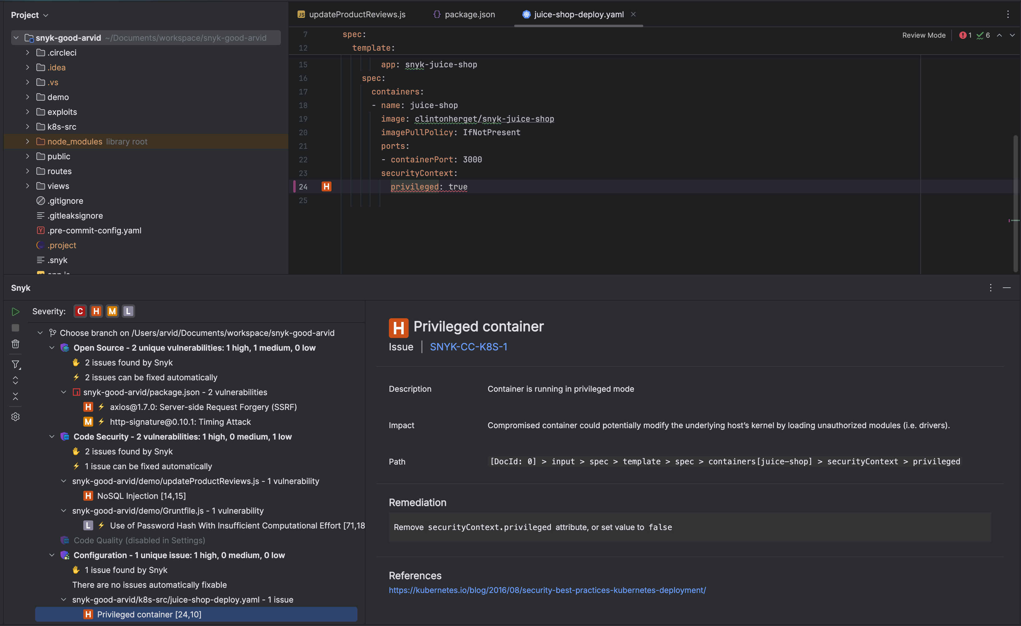 Snyk IaC issue details