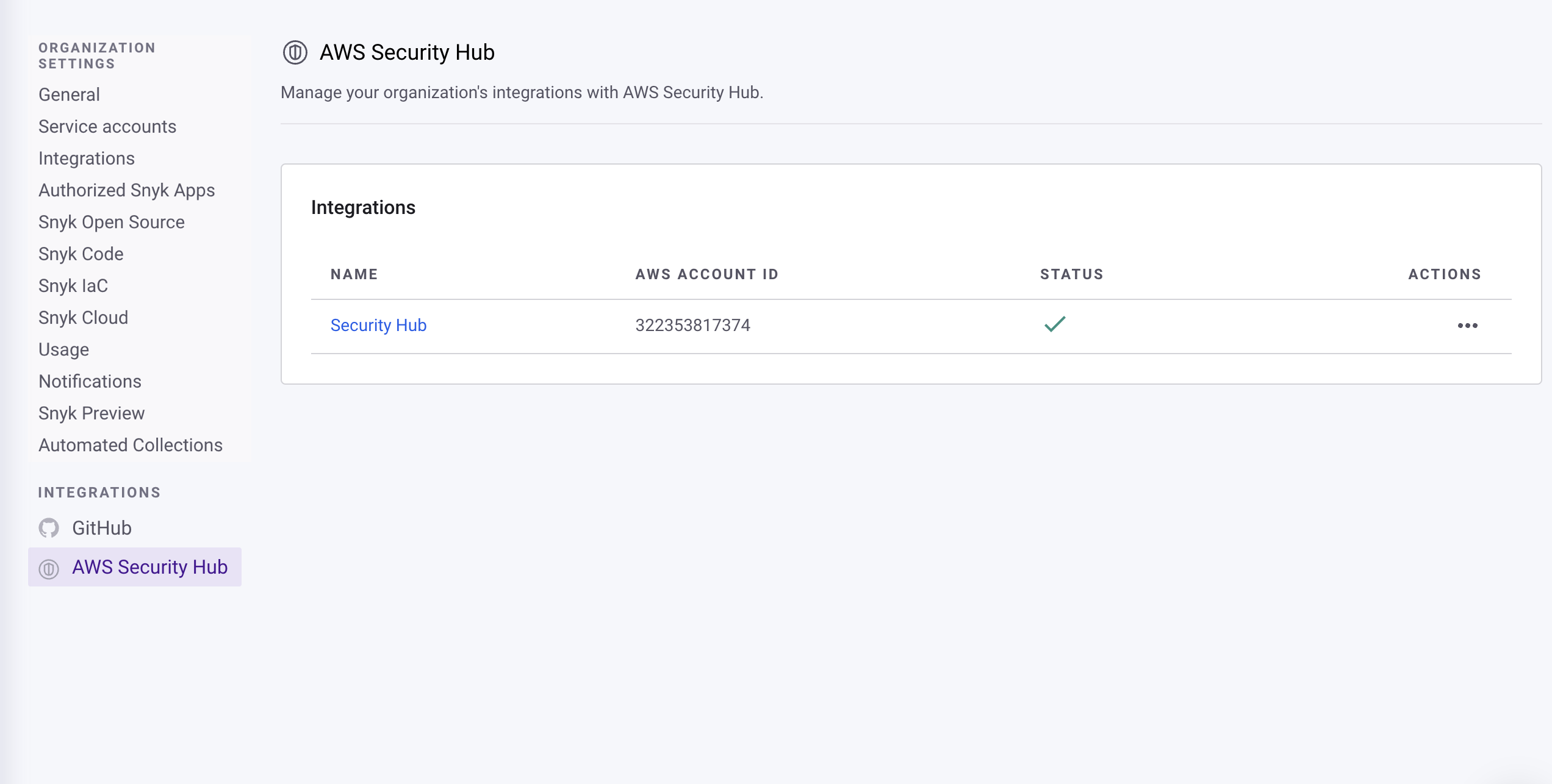 Select integration to manage