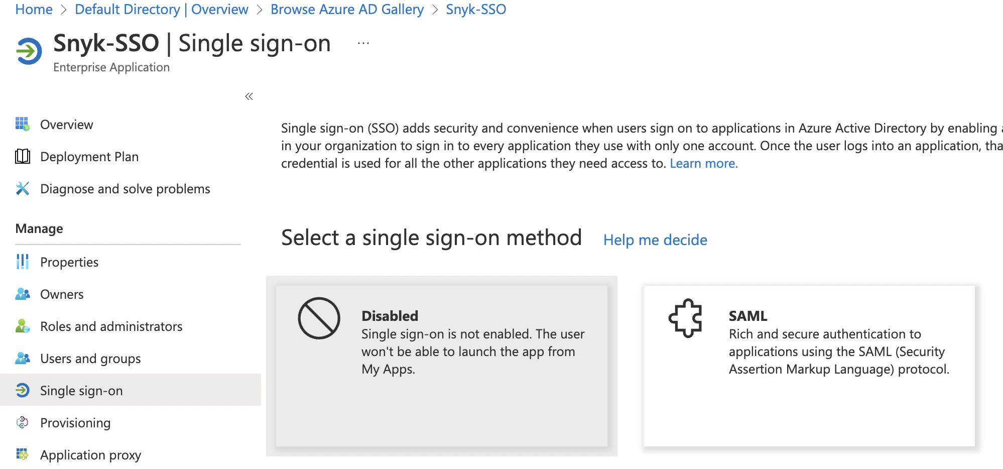 Select SAML