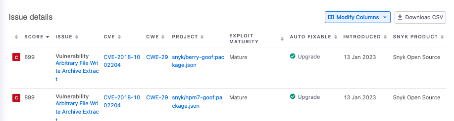 View exploits in Reports