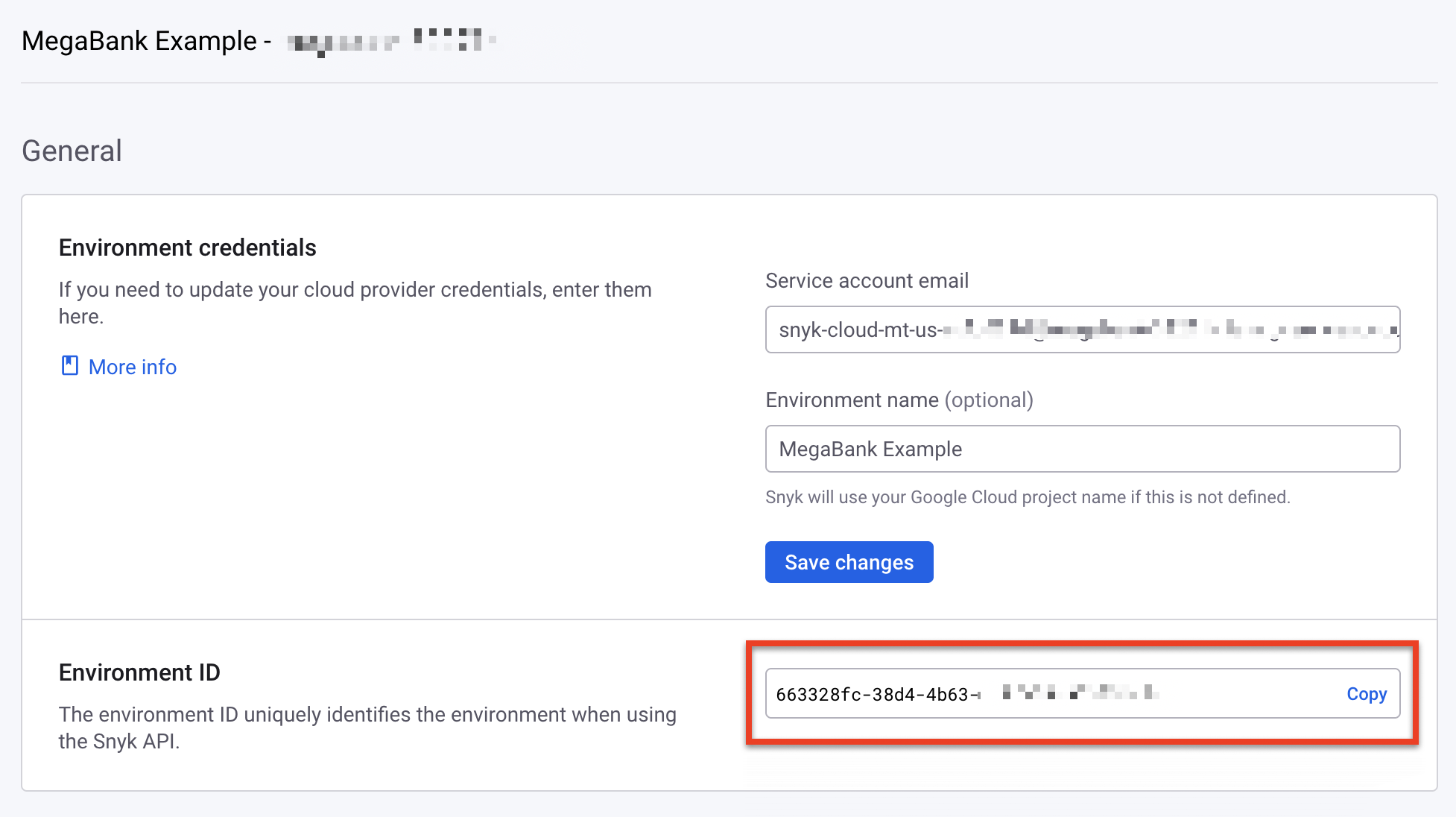 Copy the Environment ID