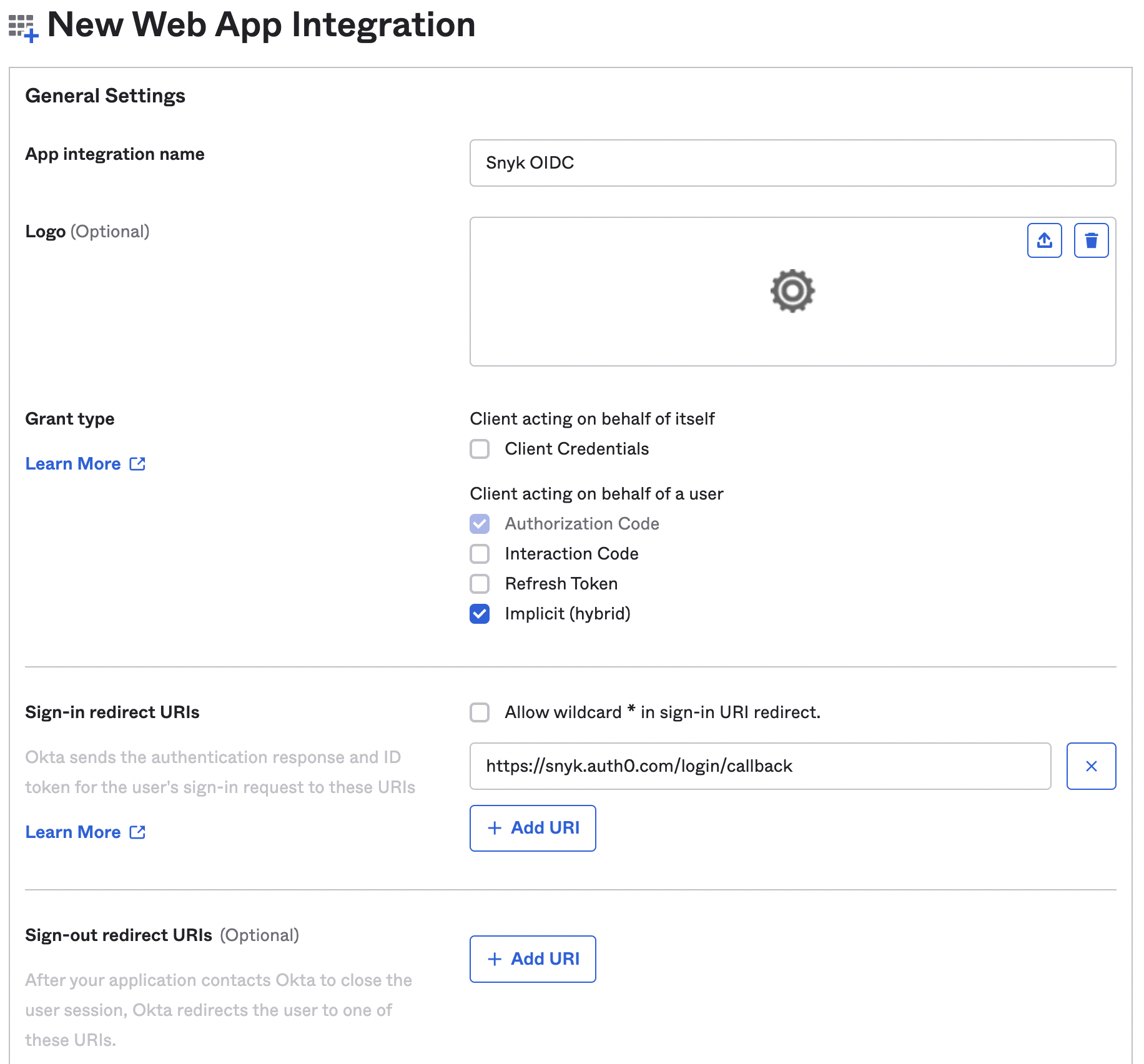 Provide details for new web app integration