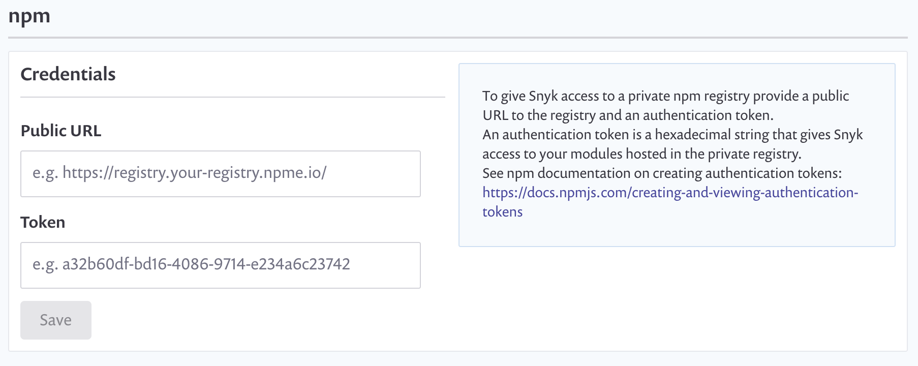 npm credentials screen