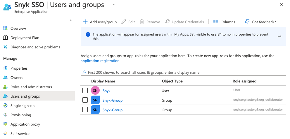 Users and group list