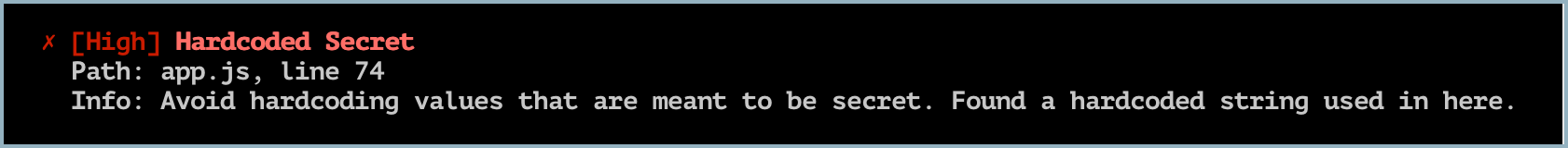 CLI test information for each Snyk Code issue
