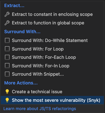 Code actions