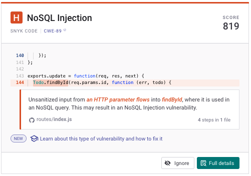 Vulnerability details Issue Card